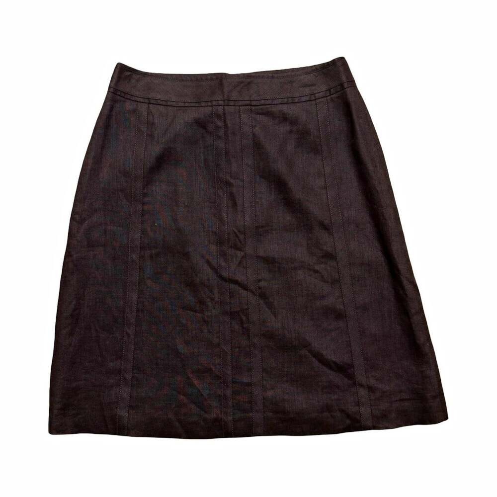 Ann Taylor Brown Linen A-Line Knee Length Lined Skirt Size 6